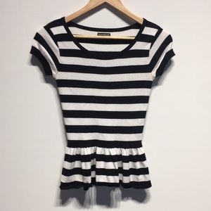 Express black & white stripe top w/ ruffled bottom